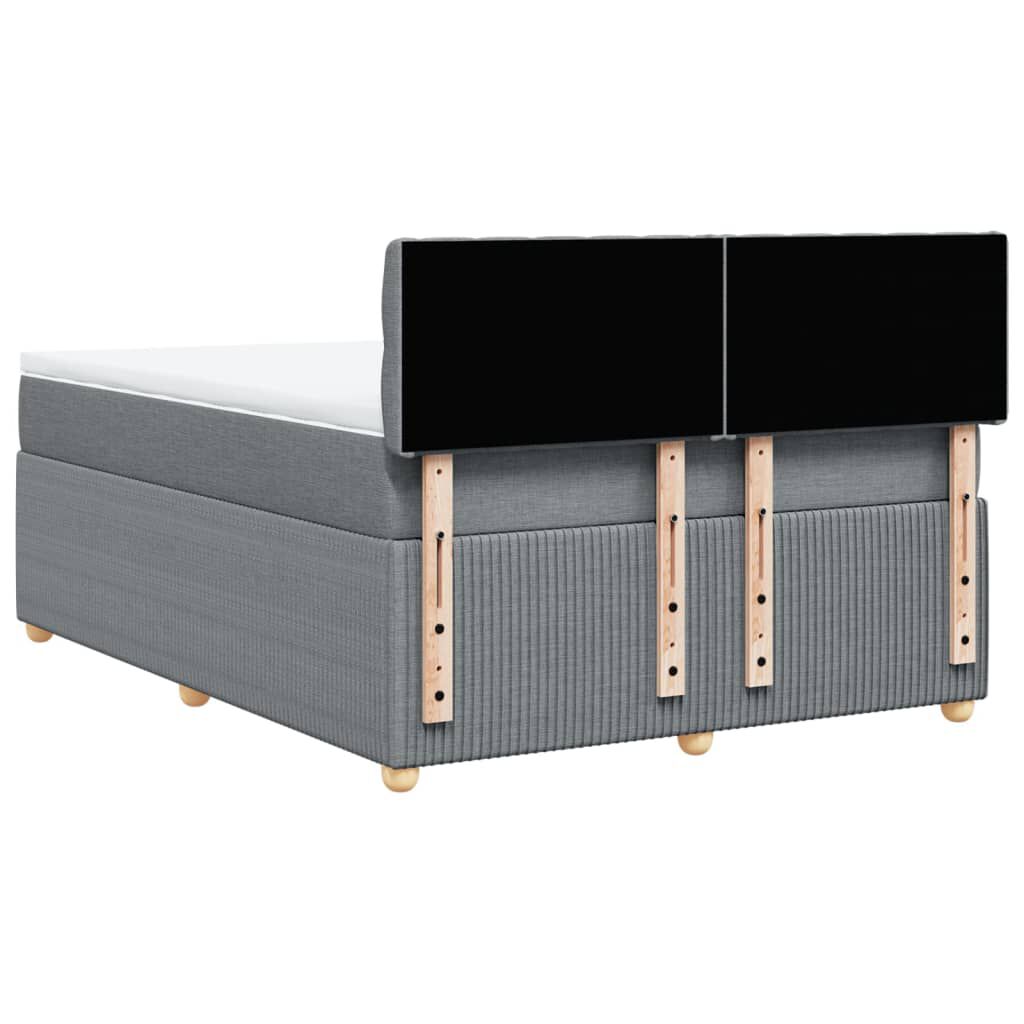 vidaXL Κρεβάτι Boxspring με Στρώμα Ανοιχτό Γκρι 140x200 εκ. Υφασμάτινο