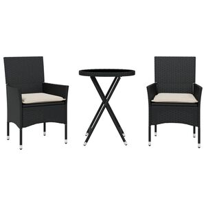 vidaXL &Sigma;&epsilon;&tau; &Epsilon;&pi;ί&pi;&lambda;&omega;&nu; Bistro 3 &tau;&epsilon;&mu;. &Mu;&alpha;ύ&rho;&omicron; &Sigma;&upsilon;&nu;&theta;. &Rho;&alpha;&tau;ά&nu;/&Gamma;&upsilon;&alpha;&lambda;ί &mu;&epsilon; &Mu;&alpha;&xi;&iota;&lambda;ά&rho;&iota;&alpha;