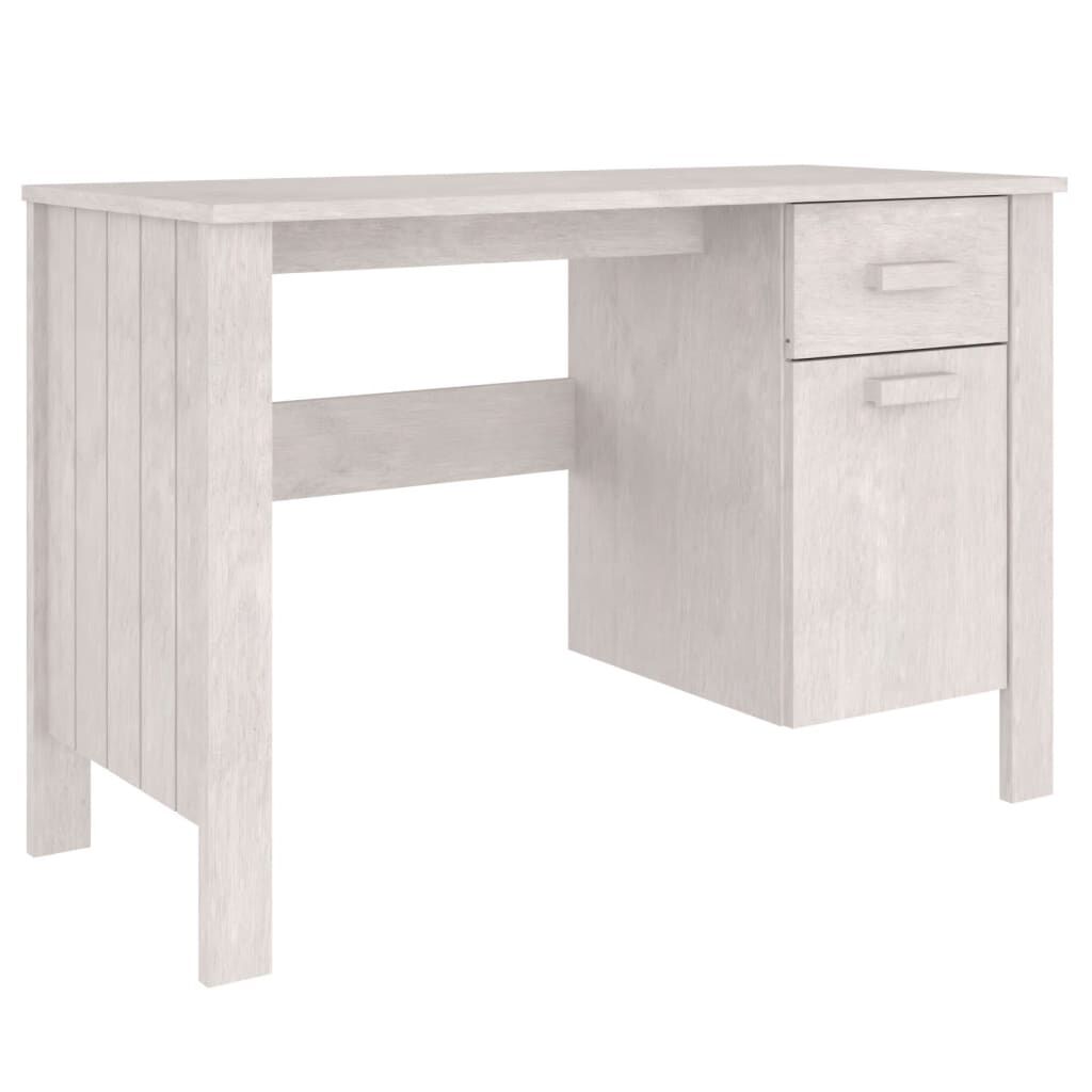 vidaXL Γραφείο HAMAR Λευκό 113 x 50 x 75 εκ. από Μασίφ Ξύλο Πεύκου