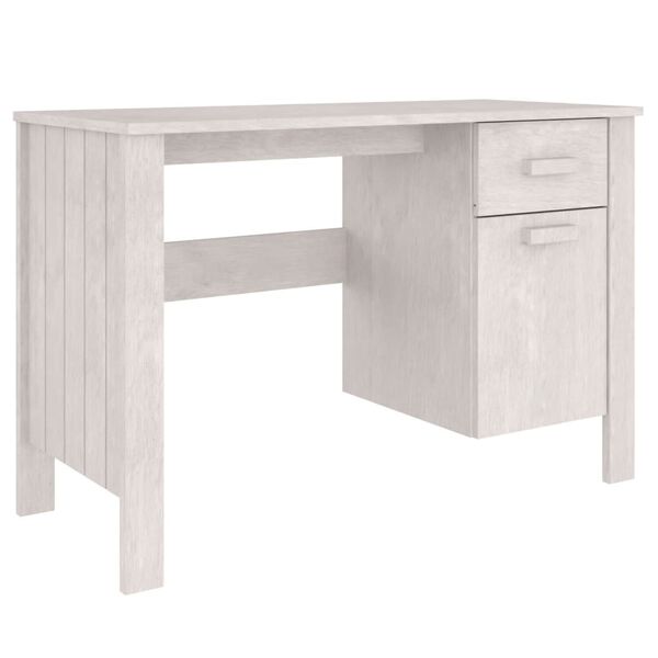 vidaXL Γραφείο HAMAR Λευκό 113 x 50 x 75 εκ. από Μασίφ Ξύλο Πεύκου