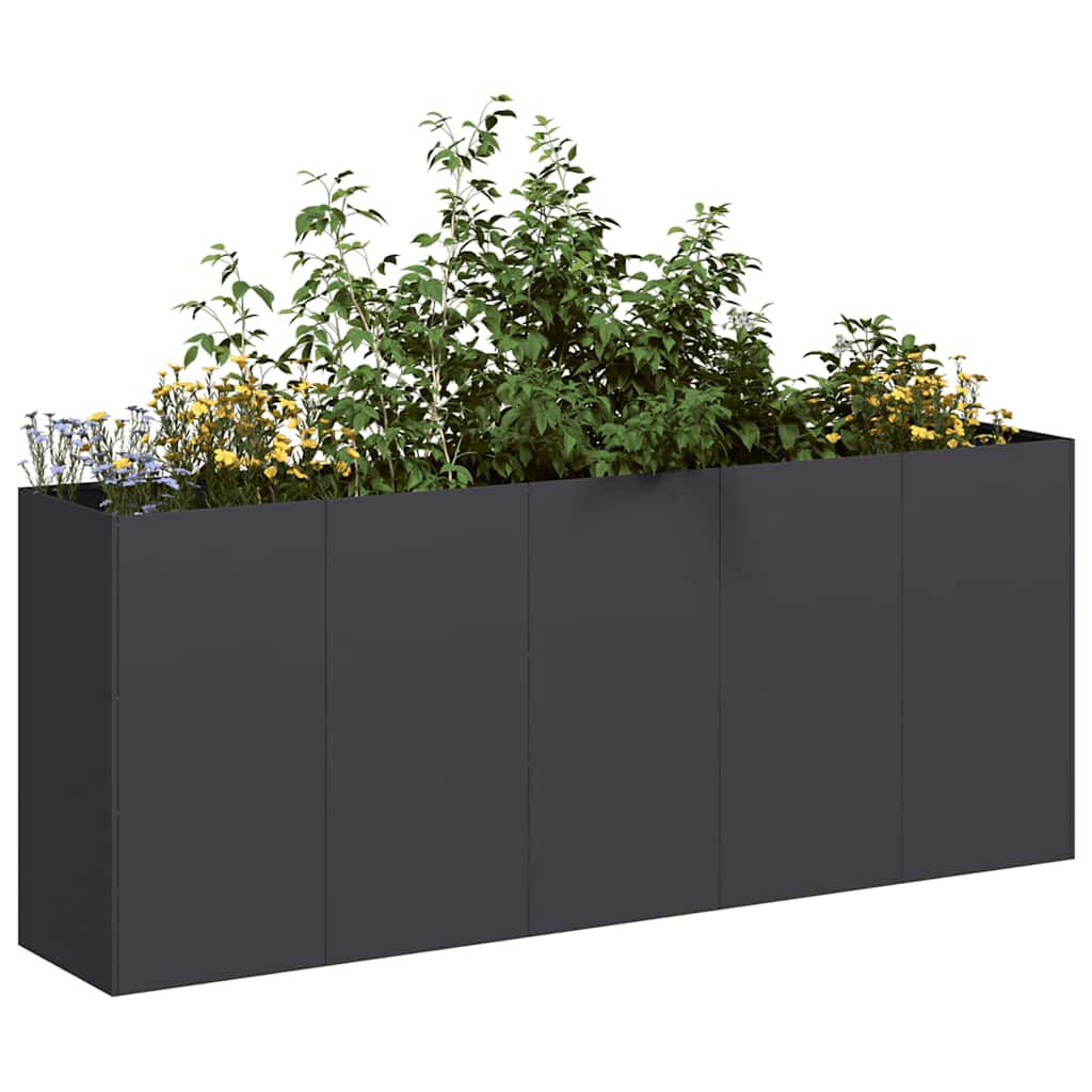 vidaXL Ζαρντινιέρα Μαύρη 200x40x80 εκ. από Χάλυβα Ψυχρής Έλασης