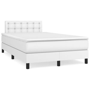 vidaXL Κρεβάτι Boxspring με Στρώμα Λευκό 120x200εκ.από Συνθετικό Δέρμα
