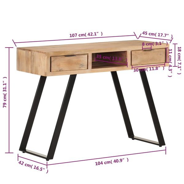 vidaXL Γραφείο Live Edge 107x45x79 εκ. από Μασίφ Ξύλο Ακακίας