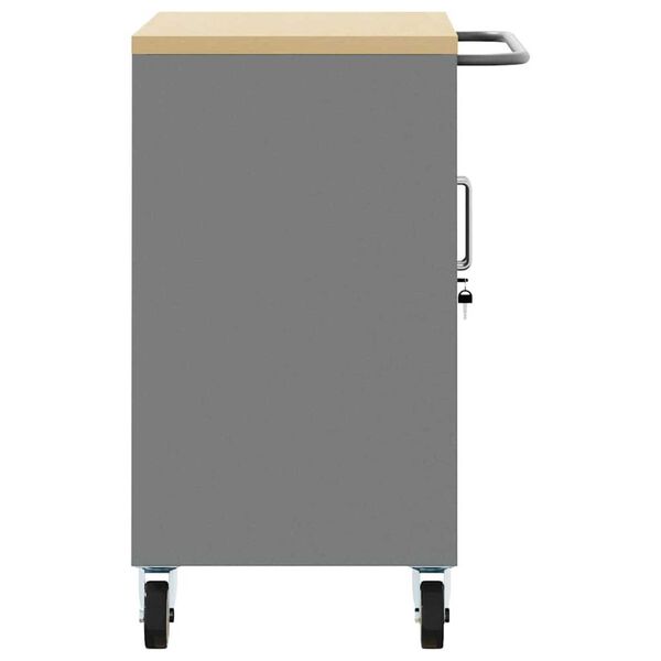 vidaXL Εργαστήριο με τροχούς Μαύρο και γκρι 75 x 45 x 85 εκ.