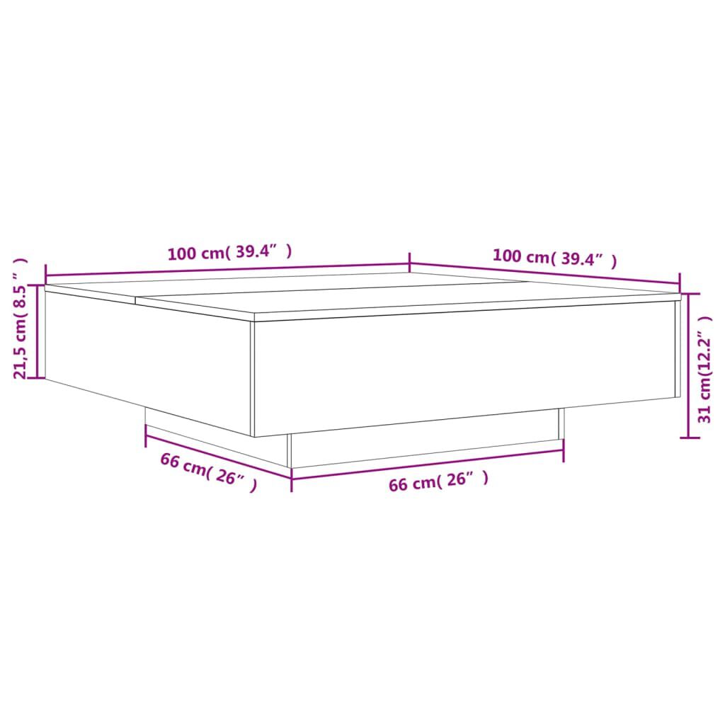 vidaXL Τραπεζάκι Σαλονιού Καφέ Δρυς 100x100x31 εκ. Επεξεργασμένο Ξύλο