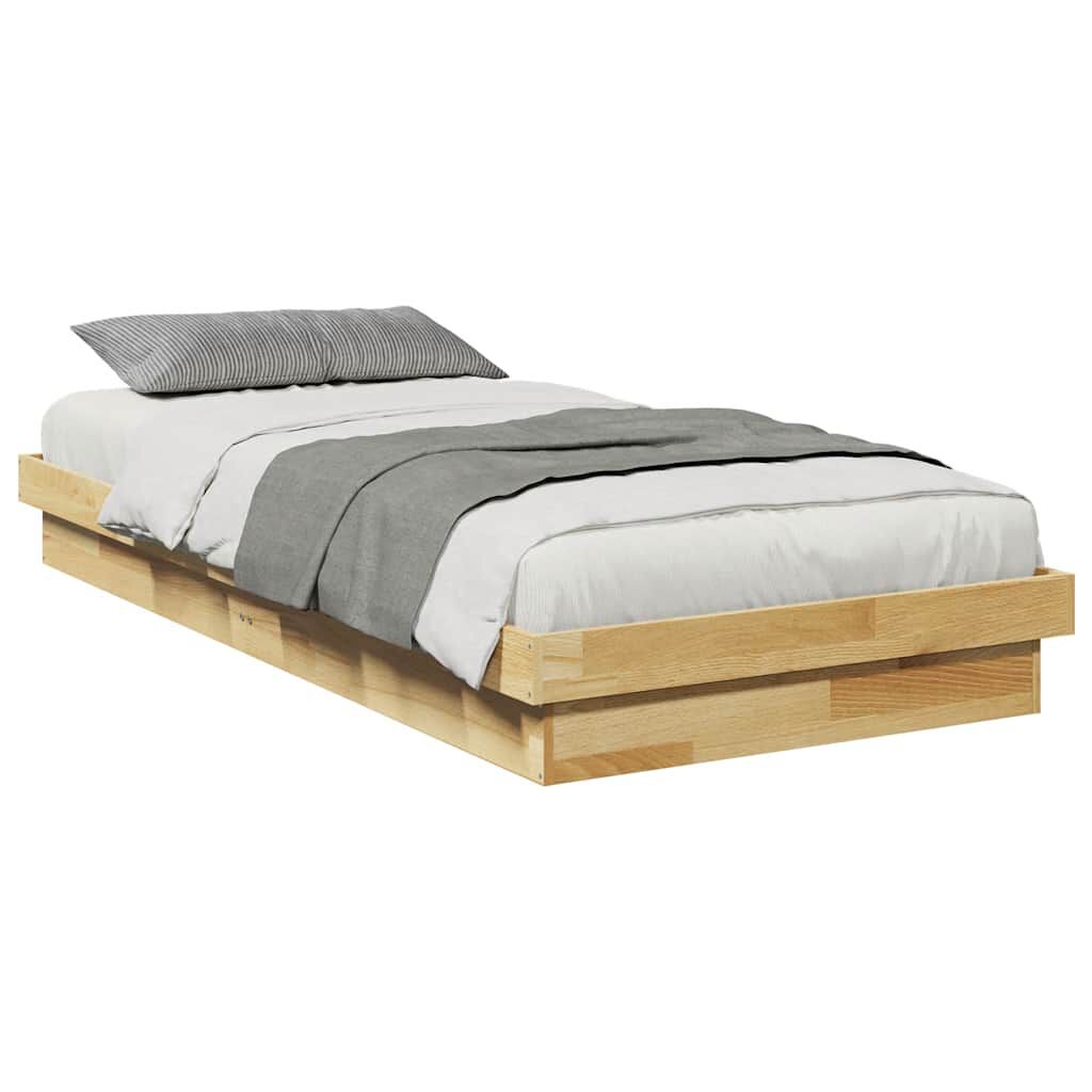 vidaXL Πλαίσιο κρεβατιού χωρίς στρώμα 75x190 cm Στερεό ξύλο δρυός