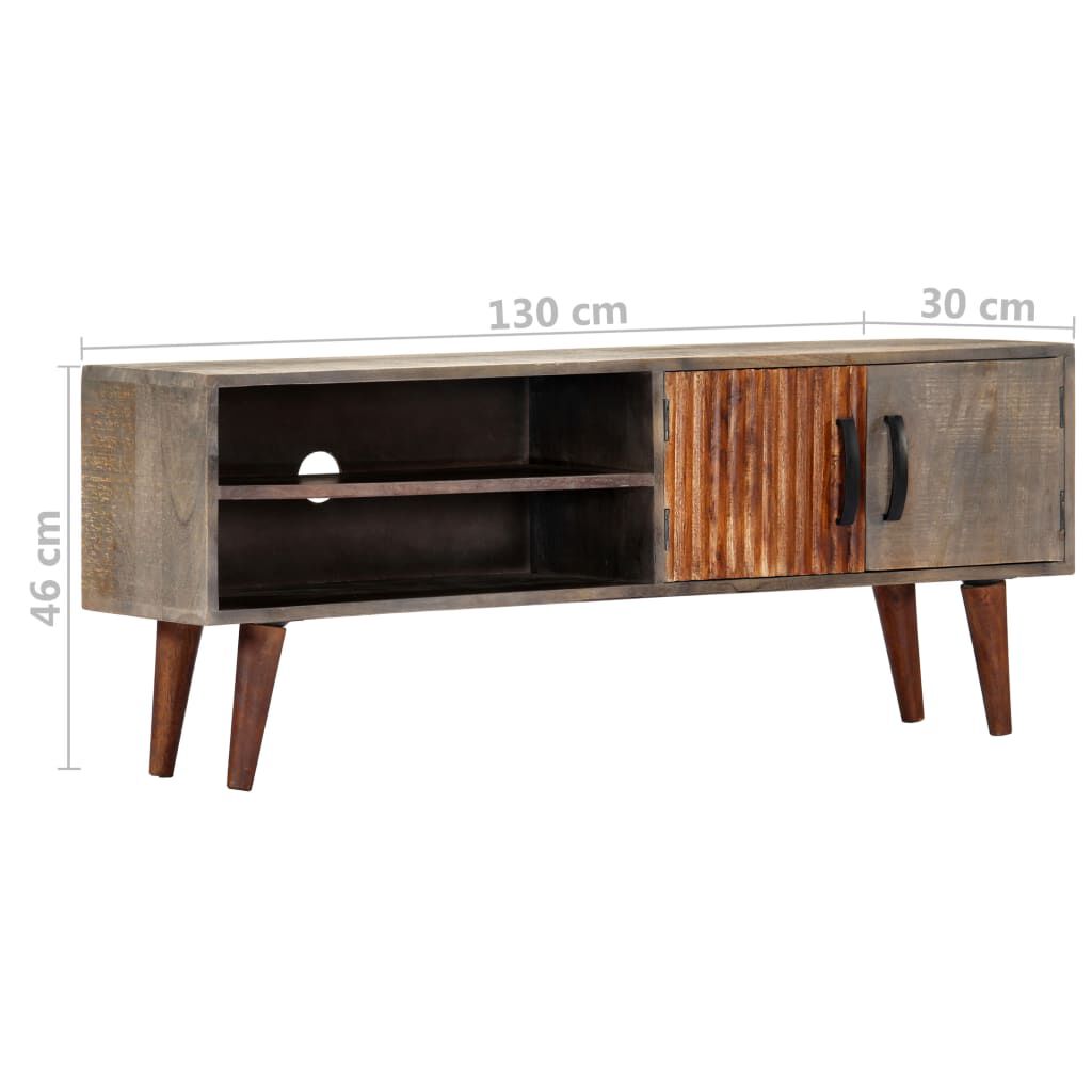 vidaXL Έπιπλο Τηλεόρασης Γκρι 130x30x46 εκ. Μασίφ Ακατέργ. Ξύλο Μάνγκο