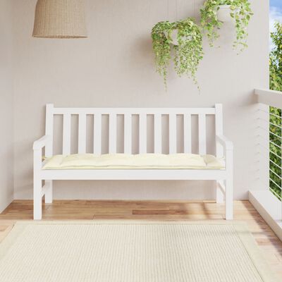 vidaXL Μαξιλάρι για Παγκάκι Κήπου Λευκό Κρεμ 150x50x7 εκ. Υφασμάτινο