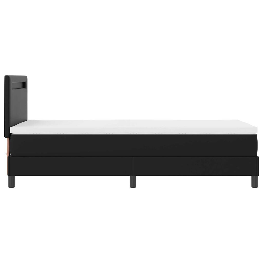 vidaXL Κρεβάτι με Στρώμα με στρώμα Μαύρο 90 x 200 cm Τεχνητό δέρμα