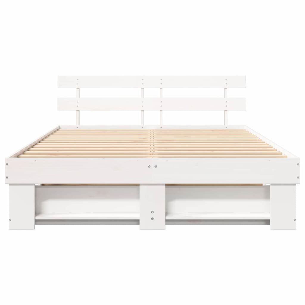 vidaXL Σκελετός Κρεβατιού Λευκό 140 x 200 cm Μασίφ ξύλο πεύκου