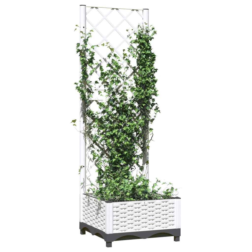 vidaXL Ζαρντινιέρα Κήπου με Καφασωτό Λευκή 40x40x121,5 εκ. Πολυπροπ.