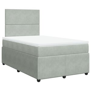 vidaXL Κρεβάτι Boxspring με Στρώμα Ανοιχτό Γκρι 120x190 εκ. Βελούδινο