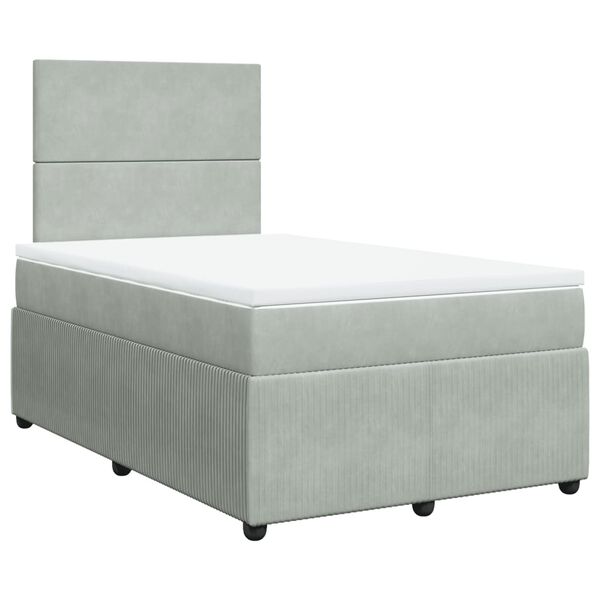 vidaXL Κρεβάτι Boxspring με Στρώμα Ανοιχτό Γκρι 120x190 εκ. Βελούδινο