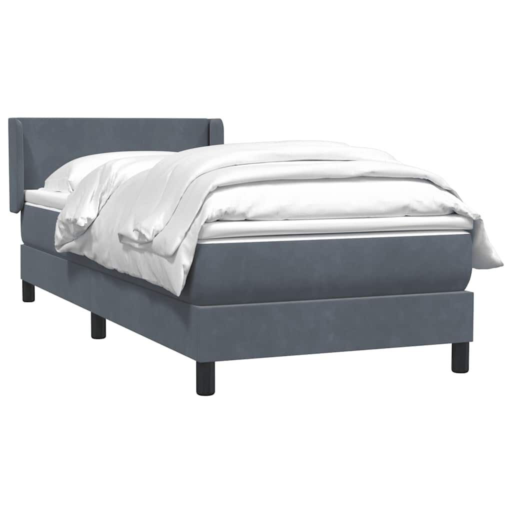 vidaXL Box Spring Κρεβάτι με στρώμα Σκούρο γκρι 100x220 εκ. Βελούδινο