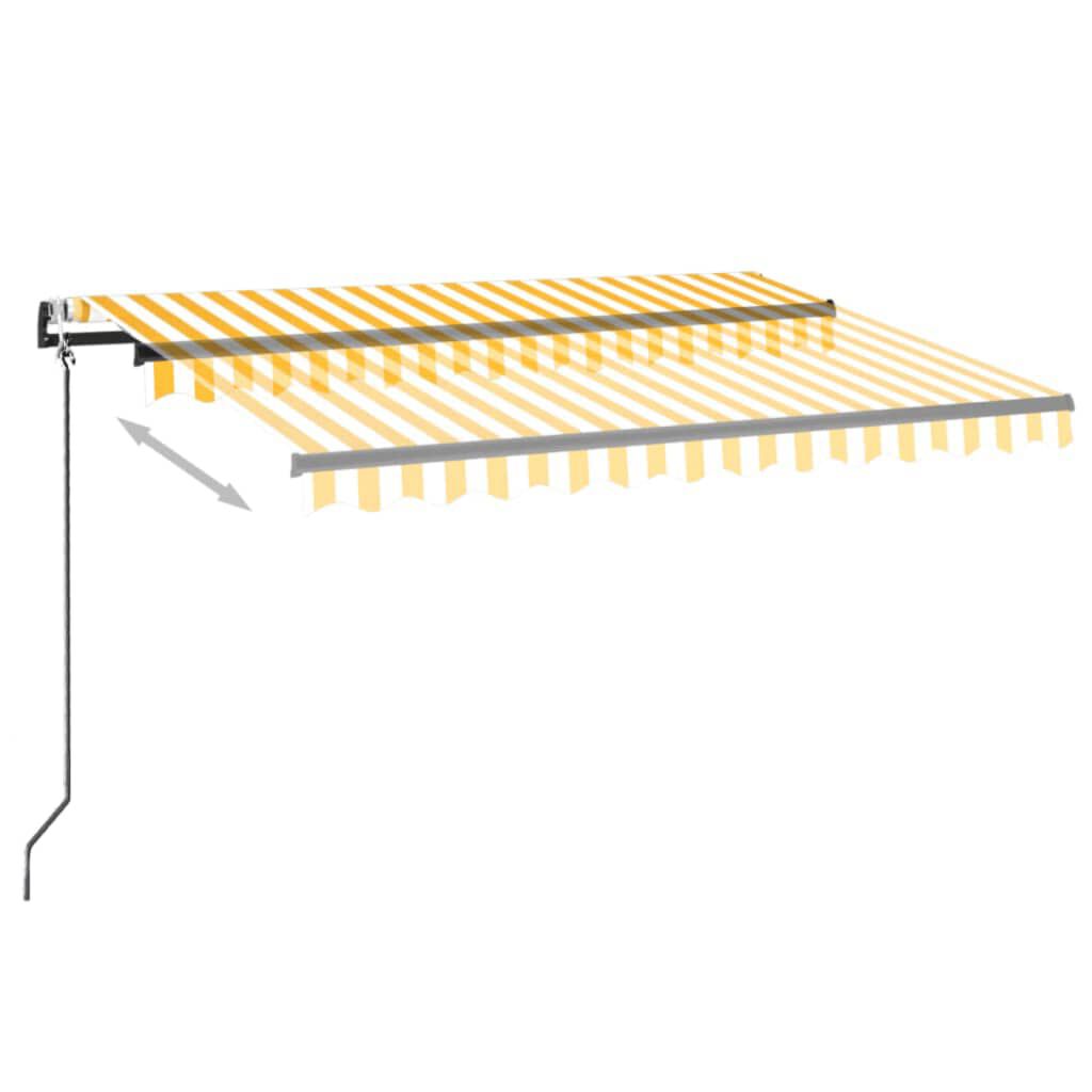 vidaXL Τέντα Αυτόματη με LED & Αισθ. Ανέμου Κίτρινο/Λευκό 350x250 εκ.