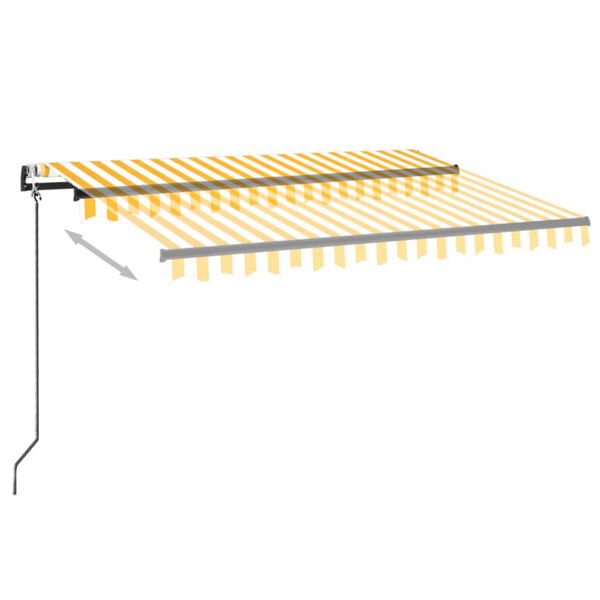 vidaXL Τέντα Αυτόματη με LED & Αισθ. Ανέμου Κίτρινο/Λευκό 350x250 εκ.
