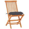 vidaXL Σετ Επίπλων Mπιστρό 3 τεμ. Μασίφ Ξύλο Teak με Ανθρακί Μαξιλάρια
