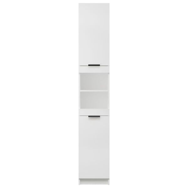 vidaXL Ντουλάπι Μπάνιου Λευκό 32 x 34 x 188,5 εκ. Επεξεργασμένο Ξύλο