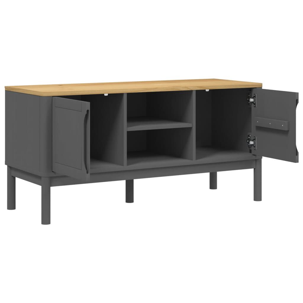 vidaXL Έπιπλο Τηλεόρασης FLORO Γκρι 114x43x55 εκ. Μασίφ Ξύλο Πεύκου