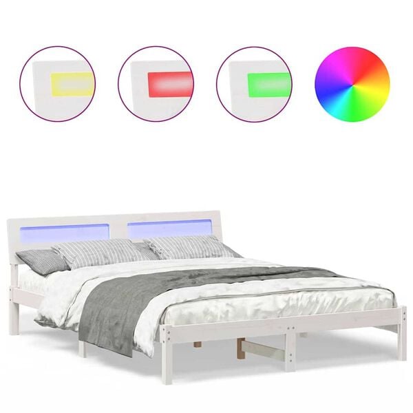 vidaXL Σκελετός Κρεβατιού Λευκό 150 x 200 cm Μασίφ ξύλο πεύκου