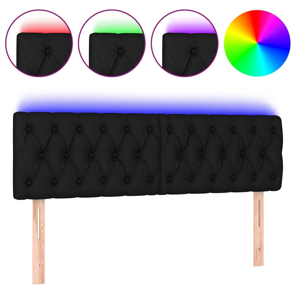 vidaXL Κεφαλάρι Κρεβατιού LED Μαύρο 160x7x78/88 εκ. Υφασμάτινο