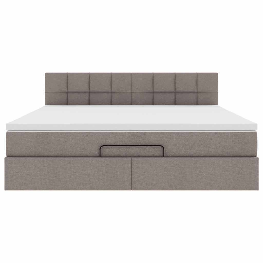 vidaXL Οθωμανικό κρεβάτι με στρώμα Taupe 180x200cm ύφασμα