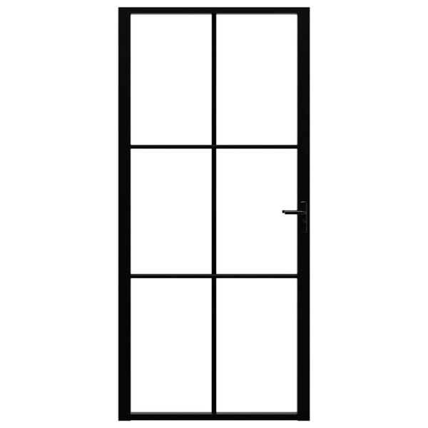 vidaXL Πόρτα Εσωτερική Μαύρη 93 x 201,5 εκ. από Γυαλί ESG / Αλουμίνιο