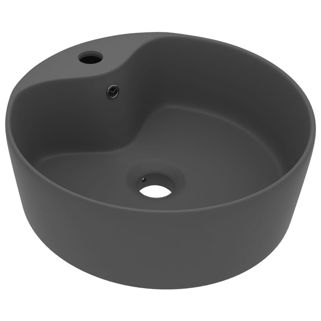 vidaXL Νιπτήρας με Υπερχείλιση Σκούρο Γκρι Ματ 36x13 εκ. Κεραμικός