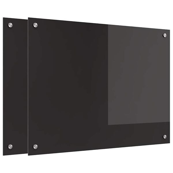 vidaXL Πίσω Πάνελ Κουζίνας Μαύρο 80 x 60 cm σκληρυμένο γυαλί
