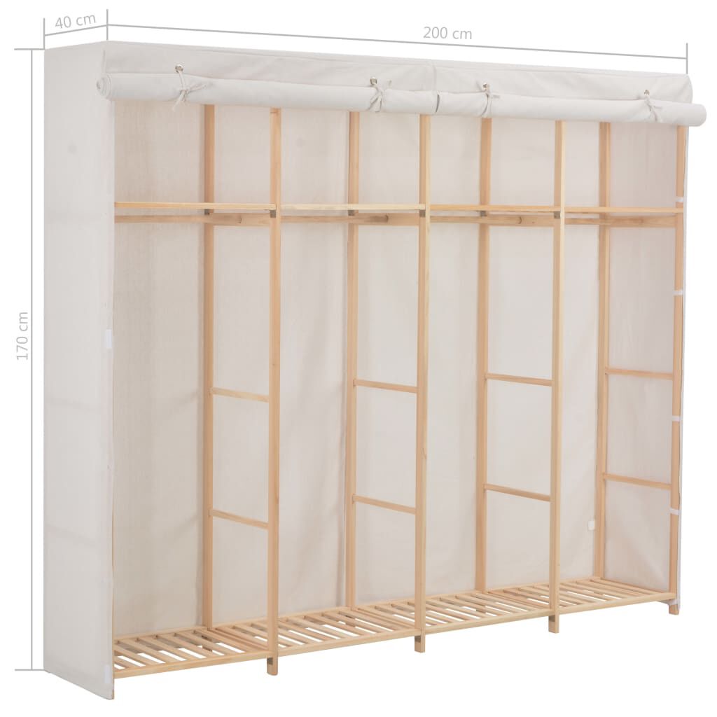 vidaXL Ντουλάπα Λευκή 200 x 40 x 170 εκ. Υφασμάτινη