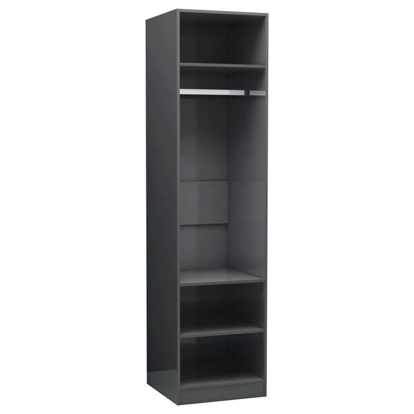 vidaXL Ντουλάπα Γυαλιστερό Γκρι 50 x 50 x 200 εκ. από Μοριοσανίδα