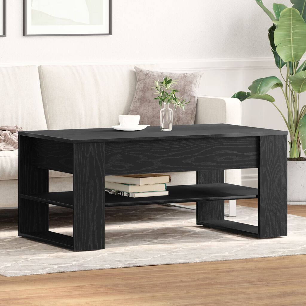 vidaXL Μαύρο Τραπεζάκι Σαλονιού από Δρυ 102x55x45 εκ. από επεξεργασμένο ξύλο