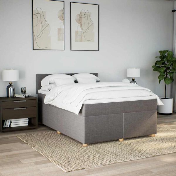 vidaXL &Kappa;&rho;&epsilon;&beta;ά&tau;&iota; Boxspring &mu;&epsilon; &Sigma;&tau;&rho;ώ&mu;&alpha; Taupe 140x190 &epsilon;&kappa;. &Upsilon;&phi;&alpha;&sigma;&mu;ά&tau;&iota;&nu;&omicron;