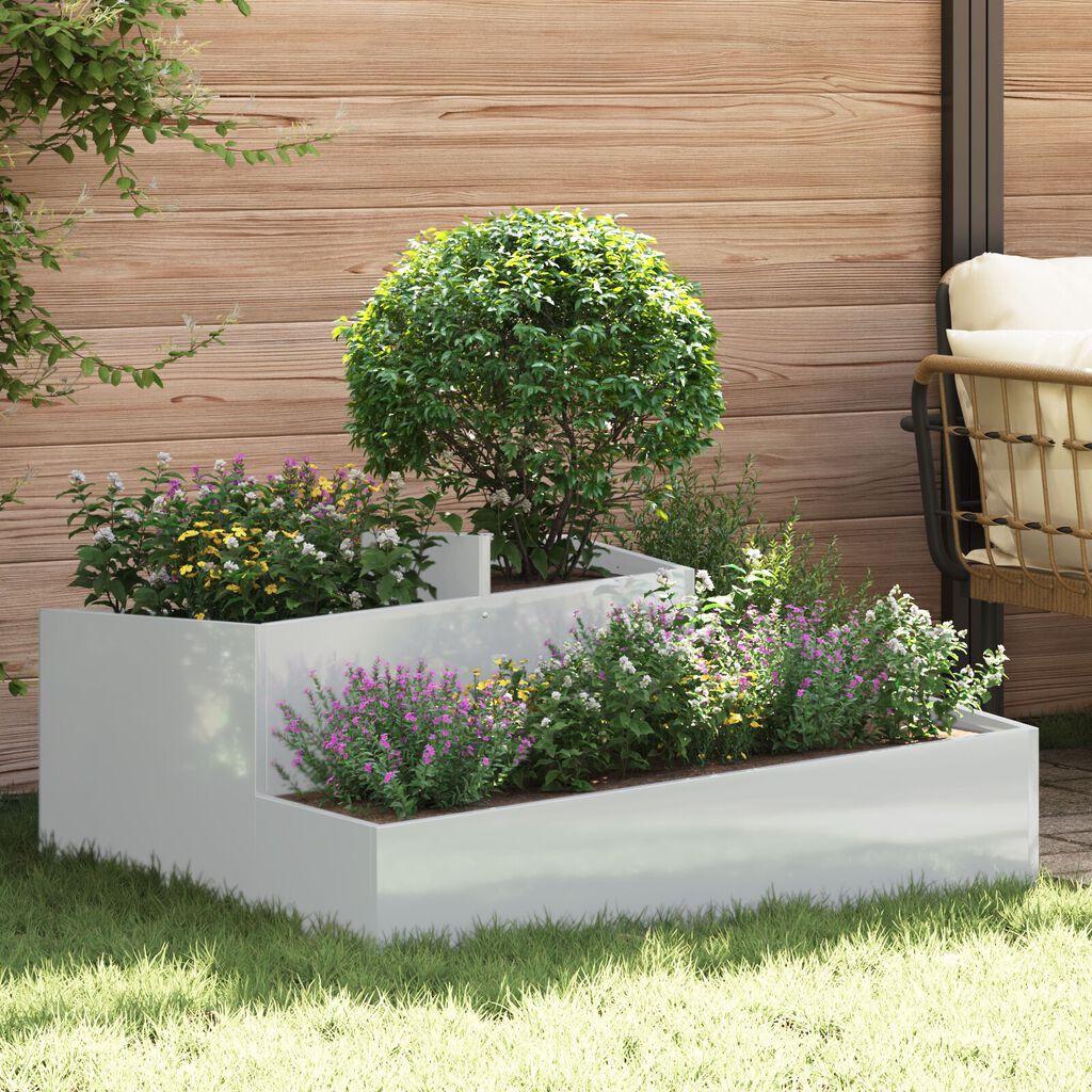 vidaXL Γλάστρα Κήπου Ασημί 100 x 100 x 50 cm Γαλβανισμένος χάλυβας