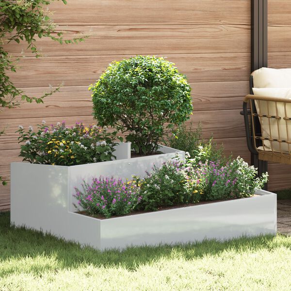 vidaXL Γλάστρα Κήπου Ασημί 100 x 100 x 50 cm Γαλβανισμένος χάλυβας