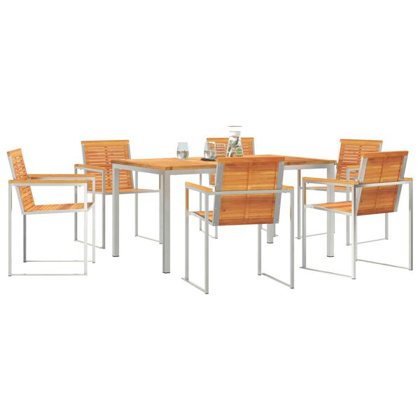 vidaXL Σέτ φαγητού για κήπο 7 pcs Σταθερό Ξύλο Ακακίας