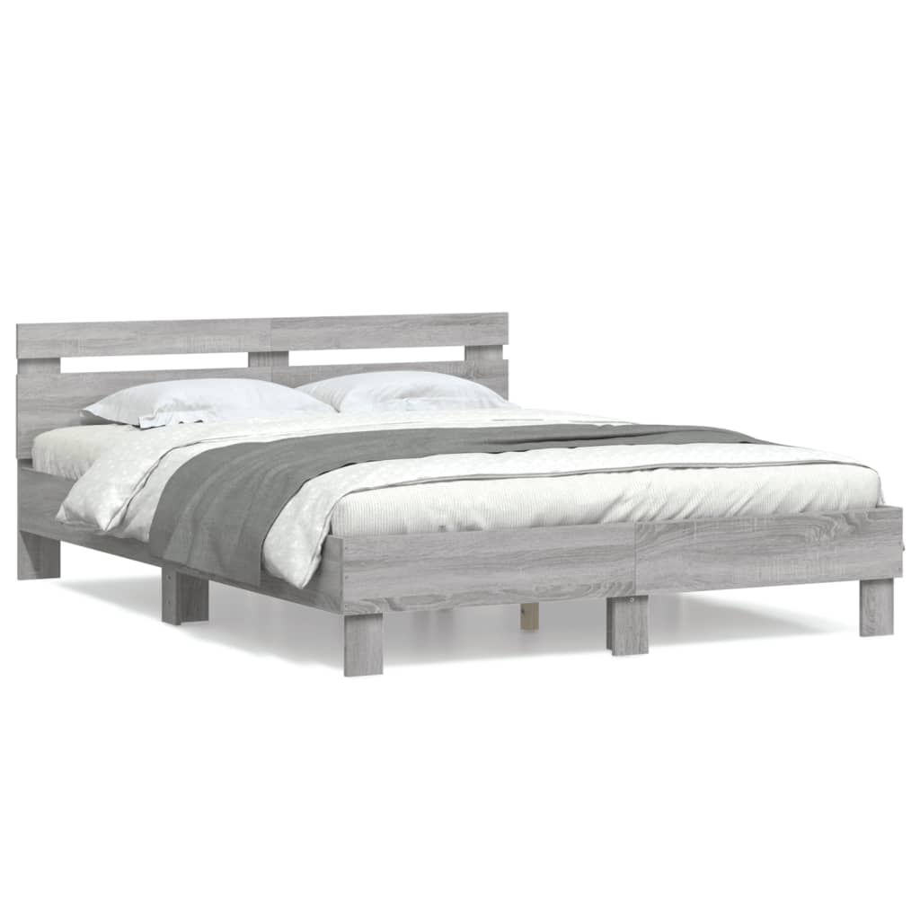 vidaXL Πλαίσιο Κρεβατιού με Κεφαλάρι Γκρι Sonoma 150x200εκ. Επεξ. Ξύλο