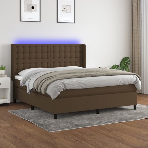 vidaXL &Kappa;&rho;&epsilon;&beta;ά&tau;&iota; Boxspring &mu;&epsilon; &Sigma;&tau;&rho;ώ&mu;&alpha; & LED &Sigma;&kappa;.&Kappa;&alpha;&phi;έ 180x200&epsilon;&kappa;. &Upsilon;&phi;&alpha;&sigma;&mu;ά&tau;&iota;&nu;&omicron;