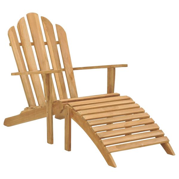 vidaXL Καρέκλα Adirondack με Υποπόδιο από Μασίφ Ξύλο Teak