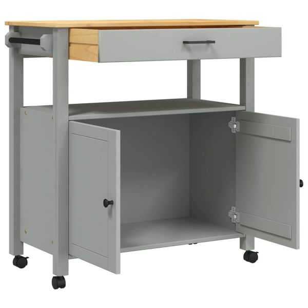 vidaXL Τρόλεϊ Κουζίνας MONZA 84x40x88,5 εκ. από Μασίφ Ξύλο Πεύκου