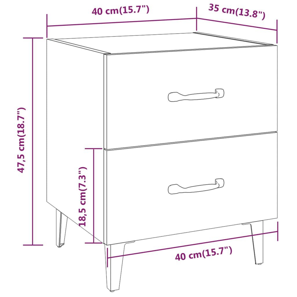 vidaXL Κομοδίνα 2 τεμ. Γκρι Σκυροδέματος 40 x 35 x 47,5 εκ.