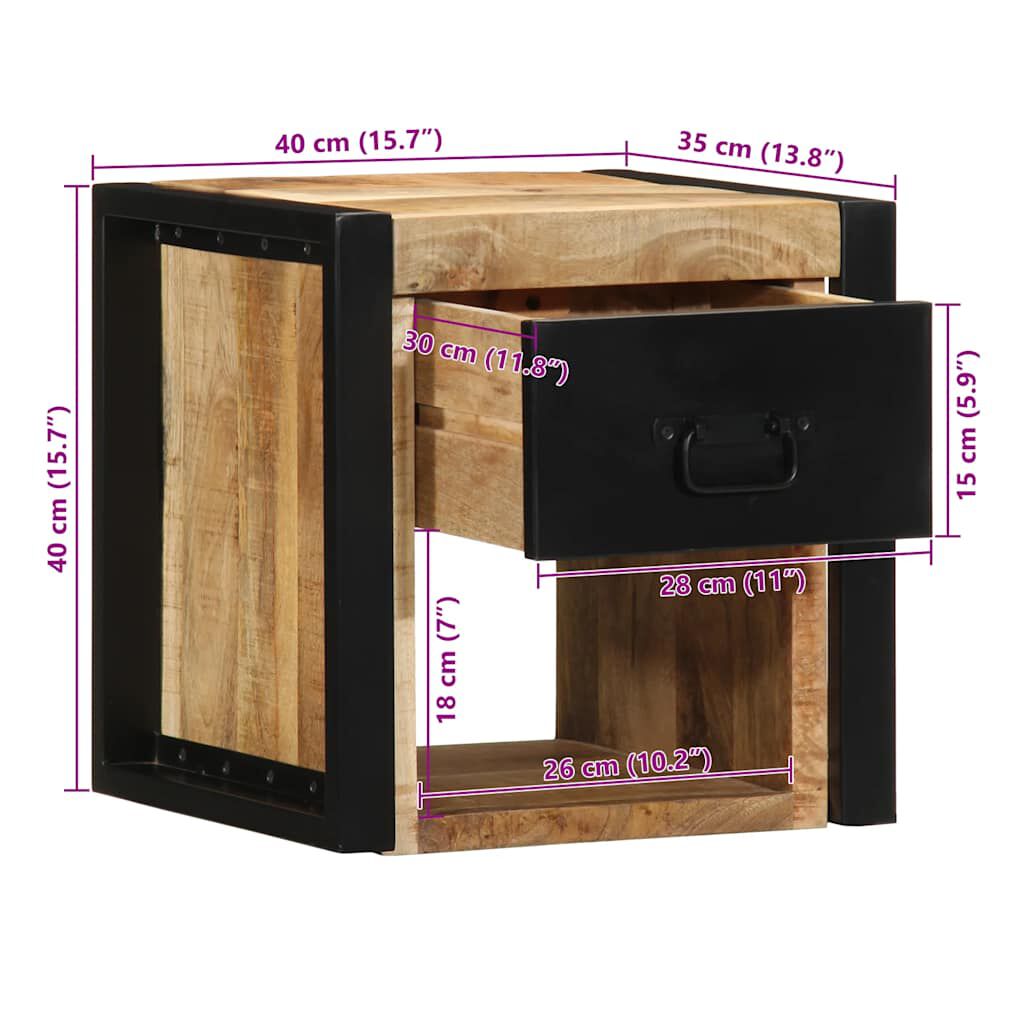 vidaXL Κομοδίνα 2 τεμάχια 40x35x40 cm Στερεό ακατέργαστο ξύλο Mango