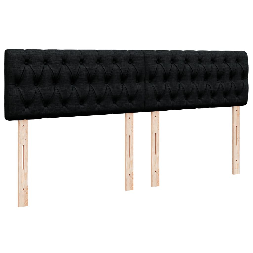 vidaXL Κρεβάτι Boxspring με Στρώμα Μαύρο 200x200 εκ. Υφασμάτινο