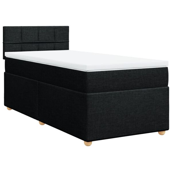 vidaXL Κρεβάτι Boxspring με Στρώμα Μαύρο Single Υφασμάτινα