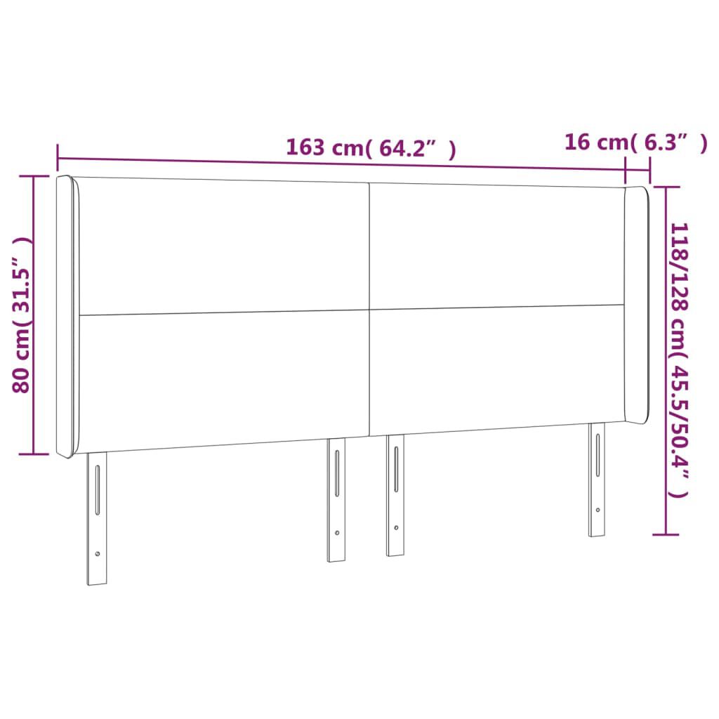 vidaXL Κεφαλάρι με Πτερύγια Ροζ 163x16x118/128 εκ. Βελούδινο