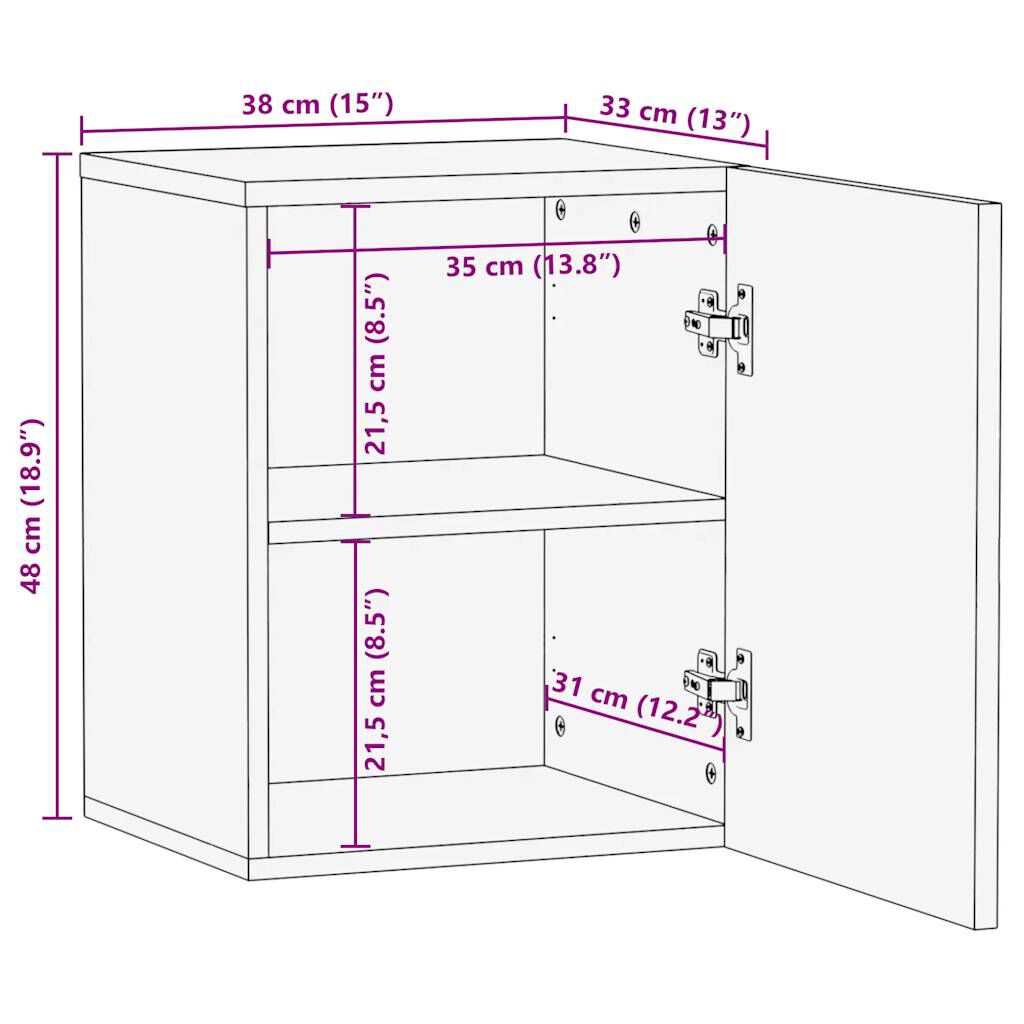 vidaXL Στήλη Μπάνιου Κρεμαστή Μαύρο 38x33x48 εκ. Επεξεργασμένο Ξύλο