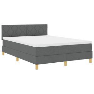 vidaXL Κρεβάτι box spring με στρώμα Σκούρο γκρι 140 x 200 cm ύφασμα