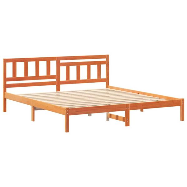 vidaXL Σκελετός Κρεβατιού Καφέ κεριού 150 x 200 cm Μασίφ ξύλο πεύκου