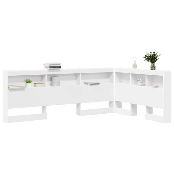 vidaXL Κεφαλάρι Αποθήκης με ράφι Λευκό 120 cm Επεξεργασμένο ξύλο