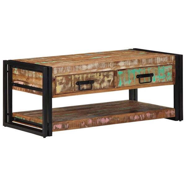 vidaXL Τραπεζάκι σαλονιού πολύχρωμο 90x50x38cm Ξύλο μασίφ αναγεννημένο